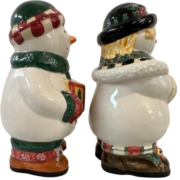 Sakura Debbie Mumm 'Winter Follies' Snowmen Vintage 90s Salt and Pepper Shakers - Picture 4 of 5